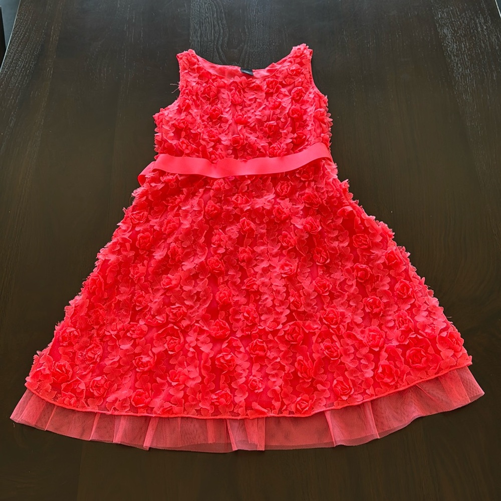 Girls Gap Raised Flower Orange Easter Dress 10